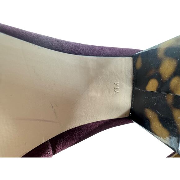 Talbots ISA Heels Block TORTOISE PATTERN Suede 7M Office Work Purple Leather - Picture 6 of 10